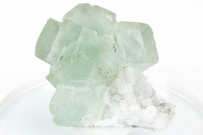 Green, Cubic Fluorite Crystals on Quartz - Inner Mongolia #216764